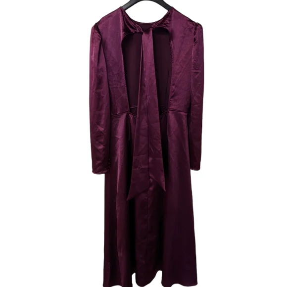 Topshop Satin Tie Back Midi Dress Size 10 - Picture 3 of 12